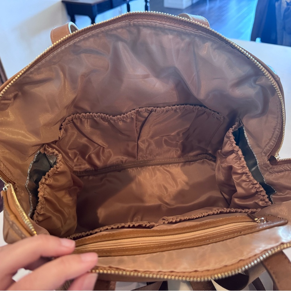 Tan Leather Tote Backpack Diaper Bag - Women - Picture 11 of 12